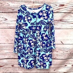 Hanna Andersson  Blue Floral Dress With Buttons Size 100cm/4